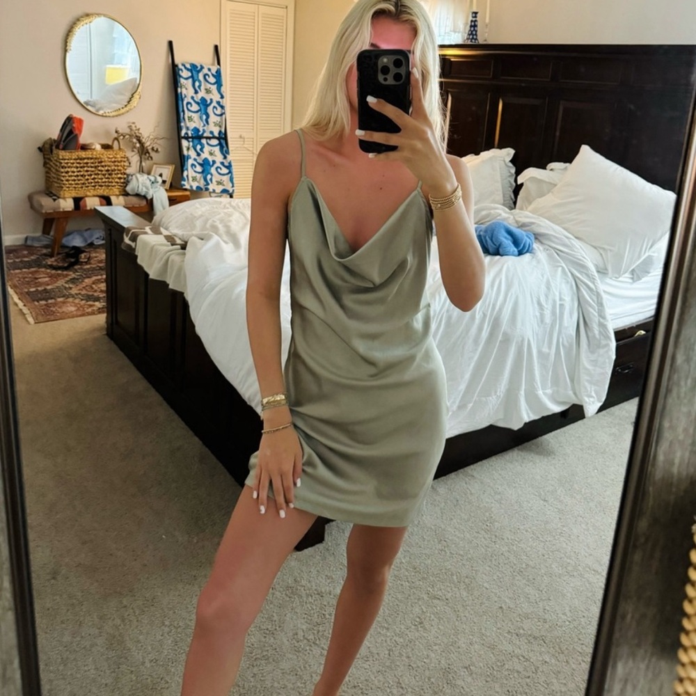 Revolve Silk light green dress